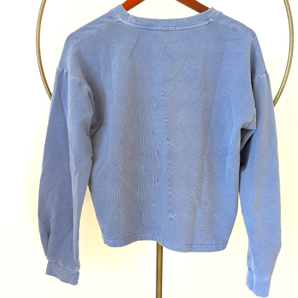 Women's Marine Layer Blue Slub Crop Pullover Sweatshirt Sz M